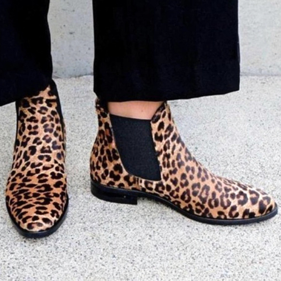 Freda Salvador NEW Chelsea Cheetah Leopard Calfskin Ankle Booties 5.5 - Picture 4 of 14